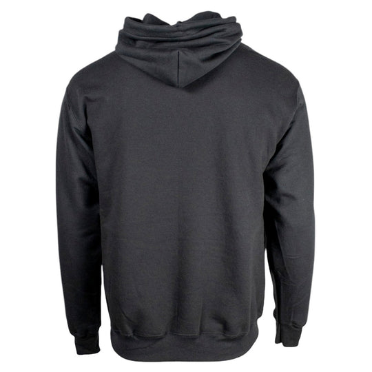 Back view of a black hoodie