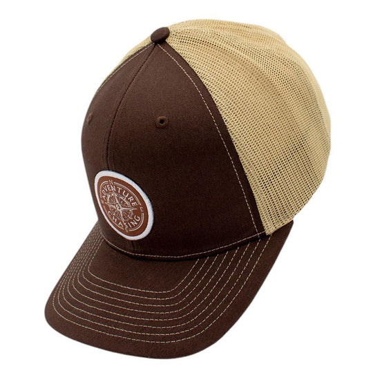 Brown baseball cap with a mesh back