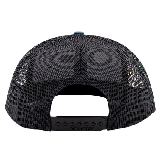 Back view of a black mesh cap